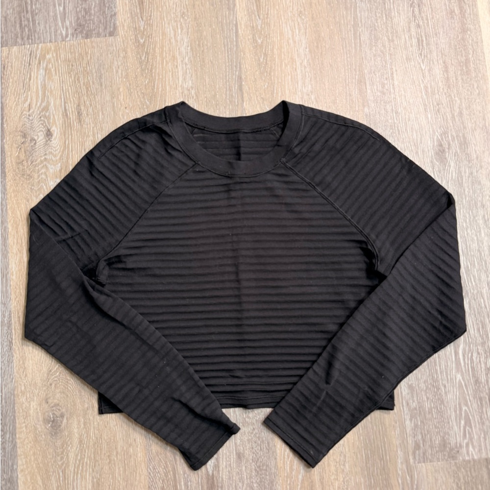 Lululemon Black Mesh Long-Sleeve Top